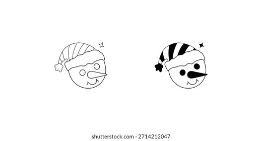 Icono de muñeco de nieve con fondo blanco Vector Ilustración de stock