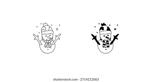 Snowman set icon with white background vector stock illustration