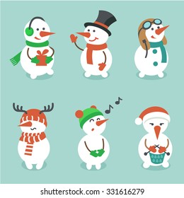 Snowman Set, Vector Illustration