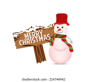 Snowman with sign