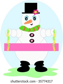 Snowman with a Sign Vector