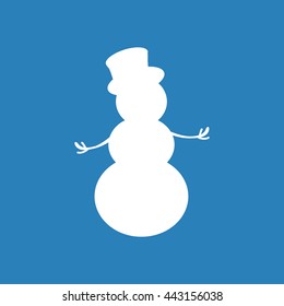 Snowman silhouette icon on the blue background. Vector illustration