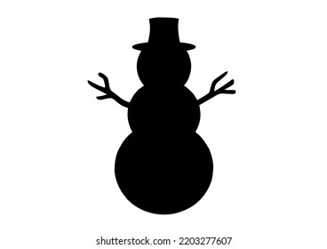 Snowman Silhouette, isolated on white