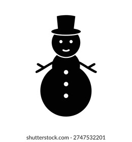 Snowman silhouette vector art illustration and minimal black and white design