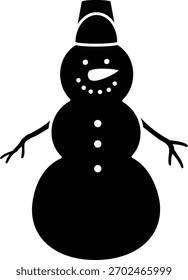 Snowman silhouette vector isolated.
Winter Christmas snowman classic character silhouette icon.
Transparent background. 