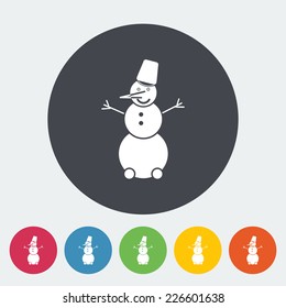 Snowman. Single flat icon on the circle. Vector illustration.