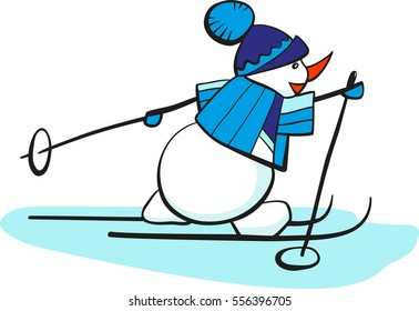 Snowman skiing