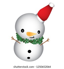 snowman with smile face feel happy on white background