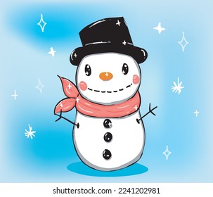 a snowman with a smiling face, can be used for winter, christmas and decoration decorations