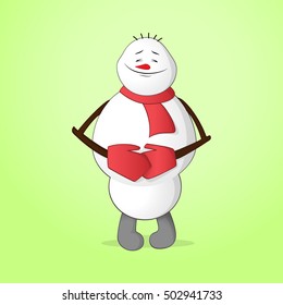 Snowman smiling with satisfaction on face