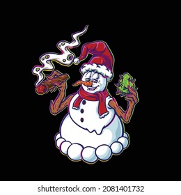 snowman smoking blunt weed cannabis bud nug flower marijuana for Christmas