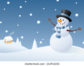 Snowman in the snow.