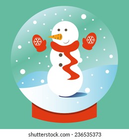 Snowman in a snow globe