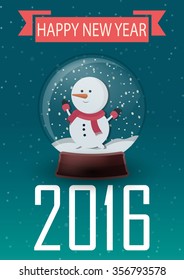 Snowman in snow globe