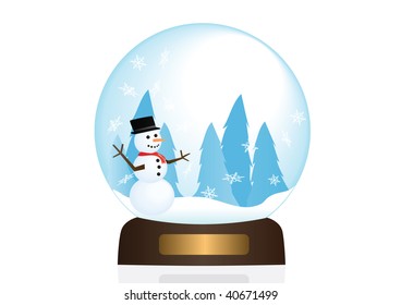 Snowman in a snow globe illustration