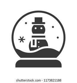 Snowman in snow globe, Merry Christmas filled icon set