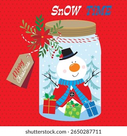 Snowman in a Snow Globe Merry Christmas Greeting Card