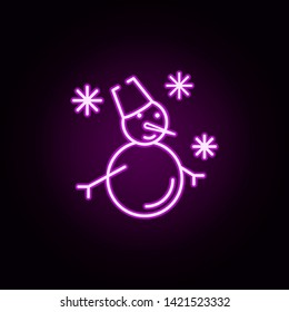 snowman snow neon icon. Elements of winter set. Simple icon for websites, web design, mobile app, info graphics