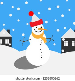 snowman and snow vector illustration