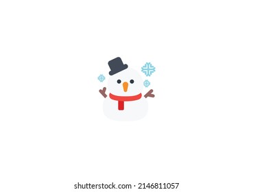 Snowman with snow Vector Isolated Emoticon. Snowman Icon