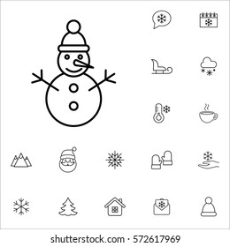 snowman snow vector line icons set