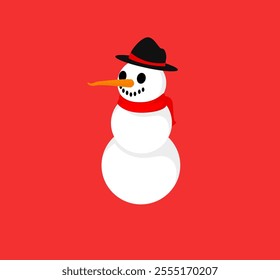 Snowman, snow white cool, hat, carrot, red, winter, png