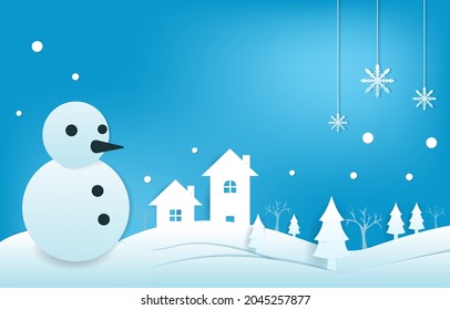 Snowman Snow Winter Papercut Paper Cut Style Illustration