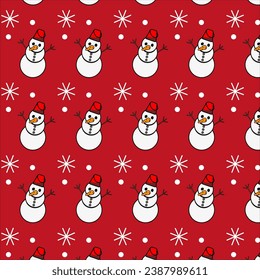 Snowman in the snow for wrapping paper
