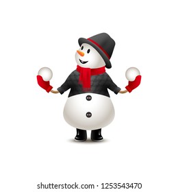 snowman with snowballs