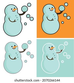 Snowman with snowballs funny Christmas decoration stickers set