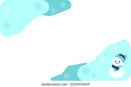 Snowman and snowflake frame illustration