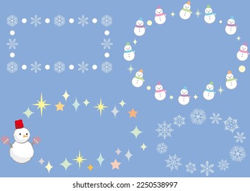 Snowman and snowflake motif frame