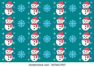 snowman and snowflake pattern on Christmas blue background,vector illustration