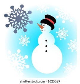 snowman with snowflakes