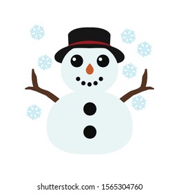 Snowman with snowflakes vector emoji