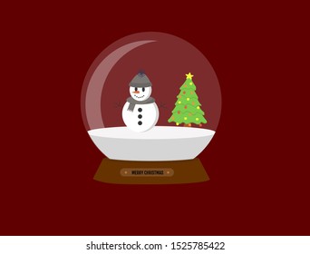 Snowman in the snowglobe with Christmas tree