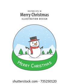Snowman in the snowglobe illustration vector on white background. Merry christmas concept.