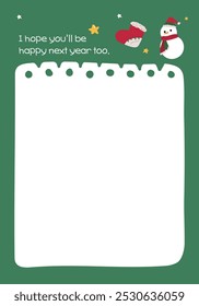 Snowman and sock decoration postcard background