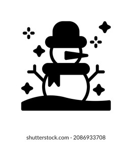 snowman solid style icon. vector illustration for Christmas theme. EPS 10