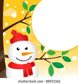 Snowman speaking with a speech bubble