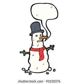 Schneemann mit Sprechblase-Cartoon
