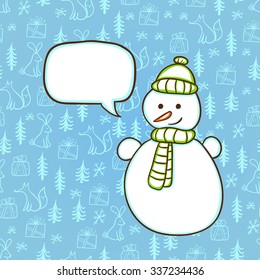 Snowman with speech cloud card