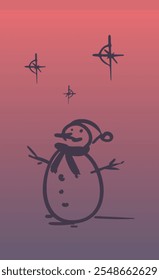 SNOWMAN WITH STARS ON ISOLATED BACKGROUND