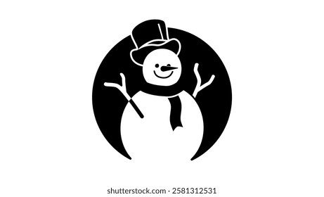 snowman symbol, black isolated silhouette