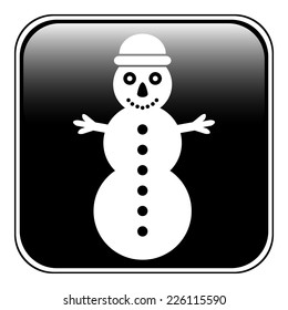 Snowman symbol button on white background. Vector illustration.