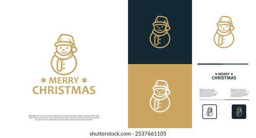 snowman symbol of Christmas happiness, simple style, logo graphic illustration.