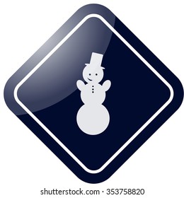 Snowman in tall hat icon on colorful background