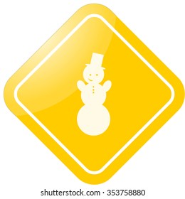 Snowman in tall hat icon on colorful background