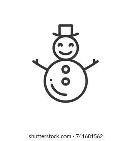 Snowman thin line icons set. New Year celebration outline decorated pictogram. Xmas winter element. Vector simple flat linear design. Logo illustration. Silhouette symbols. Snowman with hat.