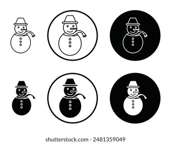 Snowman thin line vector icon set.